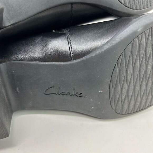 Clarks Unstructured Black Leather Slip-On Comfort Loafers Size 11 Casual Comfort - Picture 11 of 15